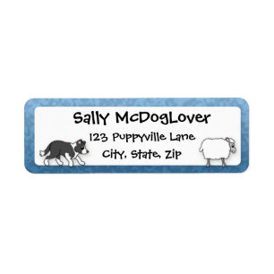 Border Collie Herding Sheep Return Address Label