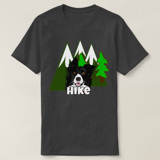 Border Collie Hike  T-Shirt (Design Front)