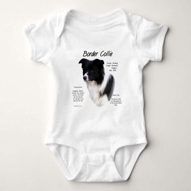 Border Collie History Design Baby Bodysuit (Front)