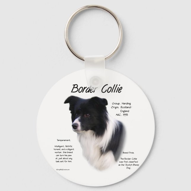 Border Collie History Design Key Ring (Front)