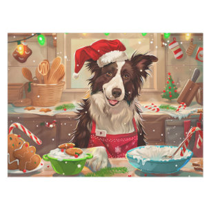 Border Collie Holiday Baking: Festive Christmas Tablecloth