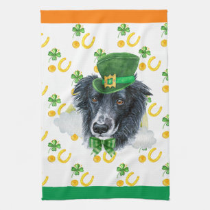 Border Collie Holiday Home Decor St Patricks Day Tea Towel