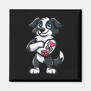 Border Collie I Love Dad Funny Dog Tattoo _1 Magnet