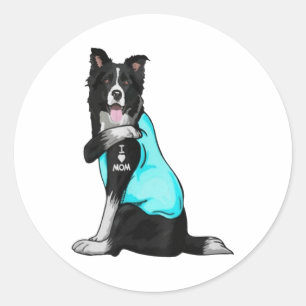 Border Collie I Love Mum Tattoo Dog Lover _1  Classic Round Sticker