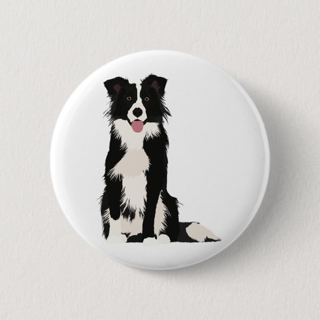 Border Collie Illustration! 6 Cm Round Badge (Front)