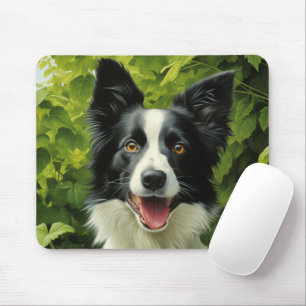 Border Collie in green Mouse Pad