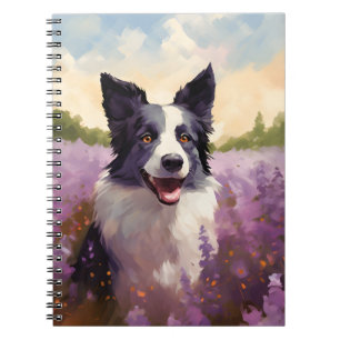 Border Collie in Lavender field Notebook