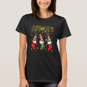 Border Collie In Sock Xmas Reindeer Fun Christmas T-Shirt