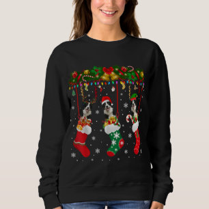 Border Collie In Sock Xmas Reindeer Santa ELF Dog Sweatshirt
