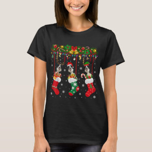 Border Collie In Sock Xmas Reindeer Santa ELF Dog T-Shirt