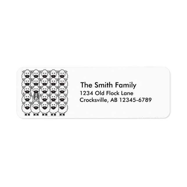 Border Collie in the Sheep Return Address Label (Front)
