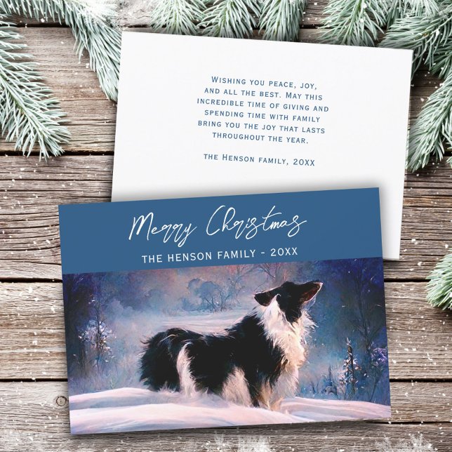 Border Collie in Winter Snowy Landscape Christmas  Holiday Card (Creator Uploaded)