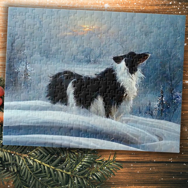 Border Collie in Winter Snowy Landscape  Jigsaw Puzzle (Creator Uploaded)