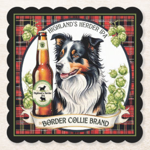 Border Collie IPA Paper Coaster