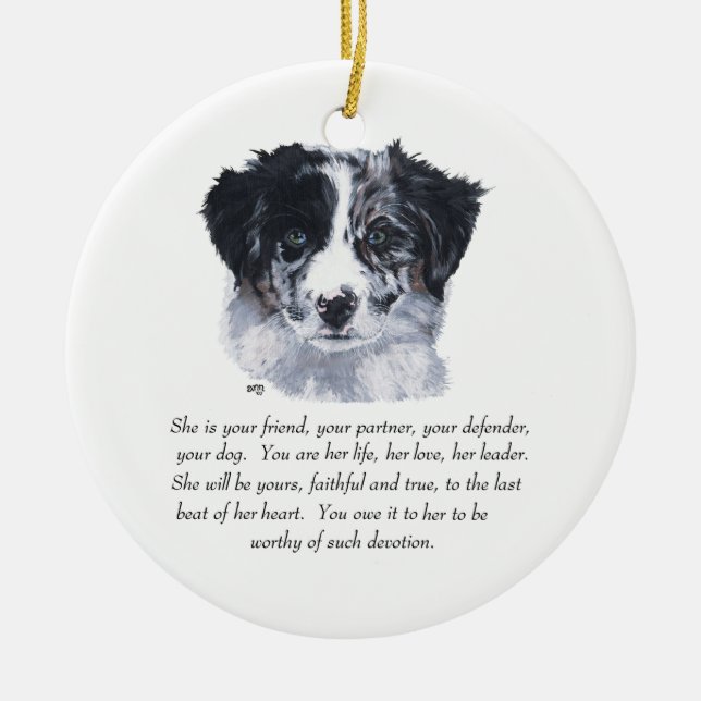 Border Collie Keepsakes Ceramic Tree Decoration (Front)