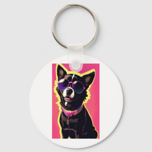 Border collie lady key ring
