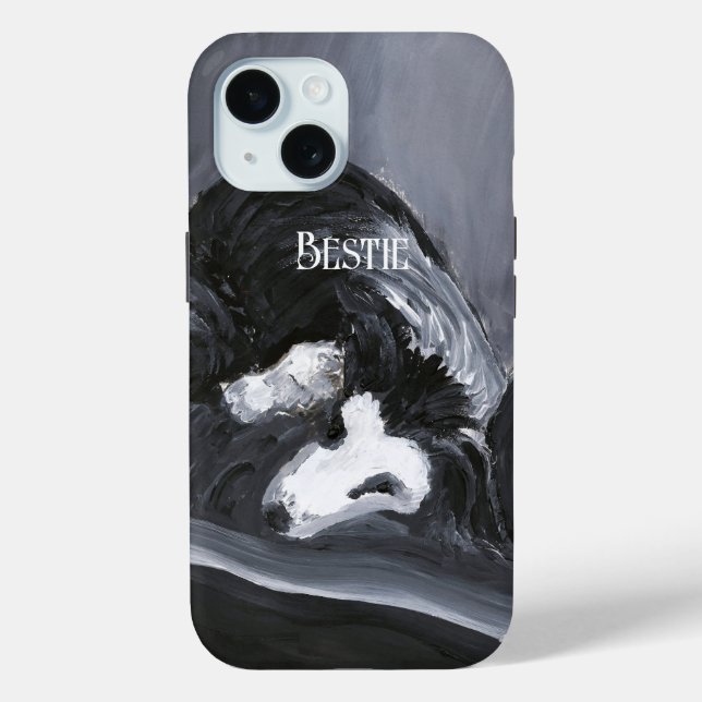  Border Collie Laying Down Painting Personalised Case-Mate iPhone Case (Back)