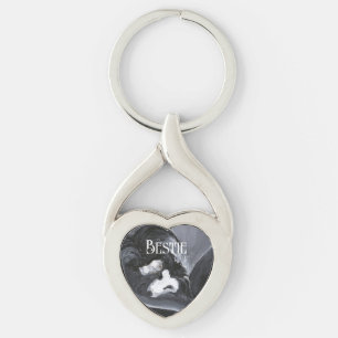 Border Collie Laying Down Painting Personalised Key Ring