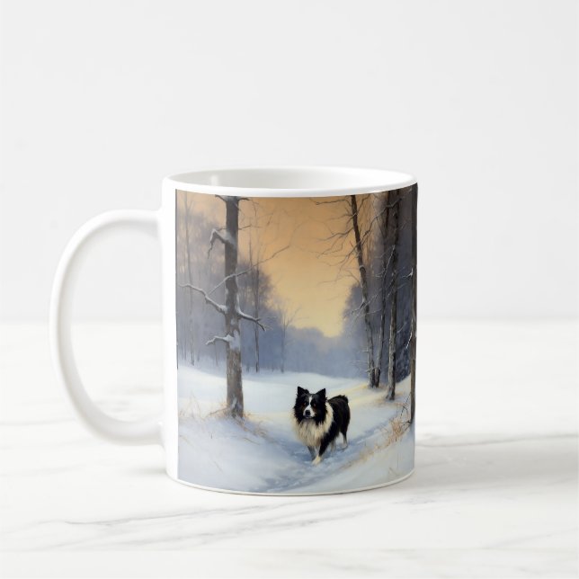 Border Collie Let It Snow Christmas Coffee Mug (Left)