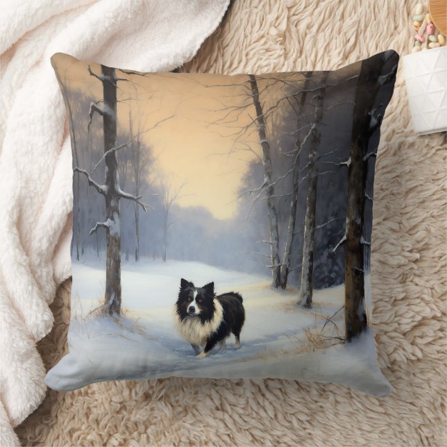 Border Collie Let It Snow Christmas Cushion (Blanket)