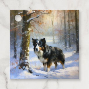 Border Collie Let It Snow Christmas Favour Tags