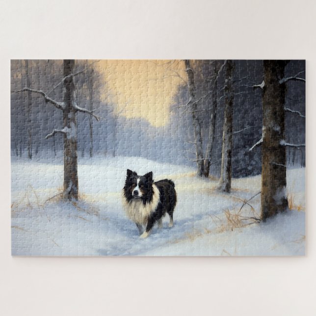 Border Collie Let It Snow Christmas Jigsaw Puzzle (Horizontal)
