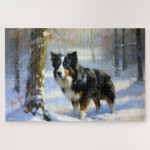 Border Collie Let It Snow Christmas Jigsaw Puzzle