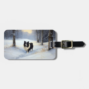Border Collie Let It Snow Christmas Luggage Tag