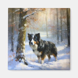 Border Collie Let It Snow Christmas Magnet