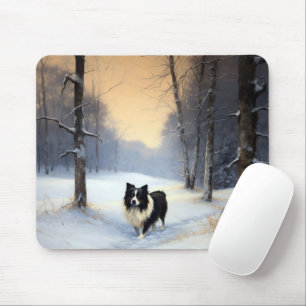 Border Collie Let It Snow Christmas Mouse Pad