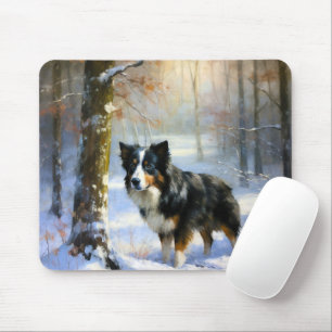 Border Collie Let It Snow Christmas Mouse Pad
