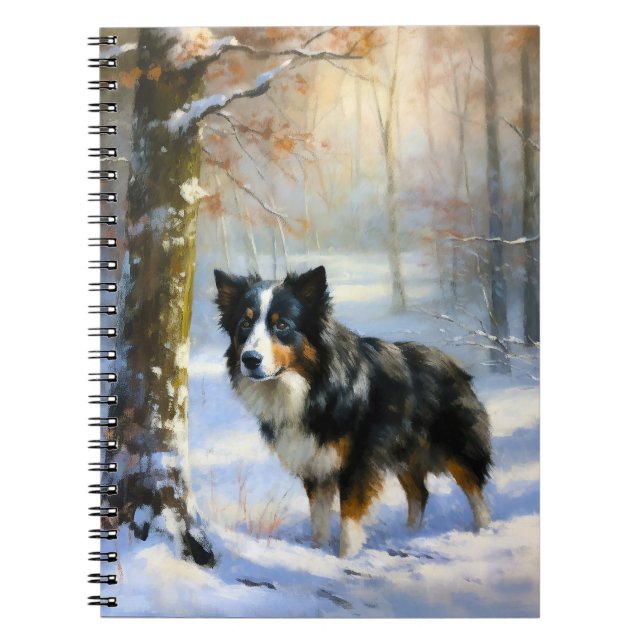 Border Collie Let It Snow Christmas Notebook (Front)