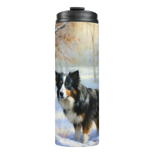 Border Collie Let It Snow Christmas Thermal Tumbler (Front)