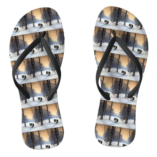 Border Collie Let It Snow Christmas Thongs (Footbed)