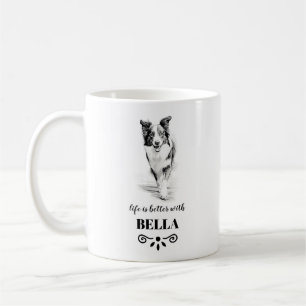 Border Collie Life is better with Custom Dog Name Coffee Mug