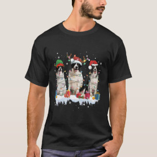 Border Collie Lights Santa Elf Reindeer Dog Lover T-Shirt