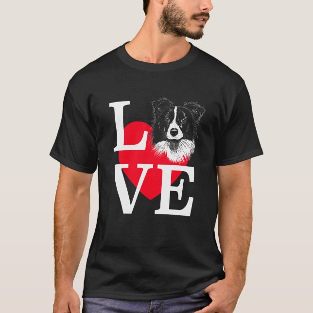 Border Collie Love Cute heart Border Collie T-Shirt (Front)