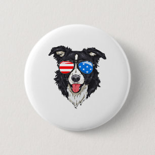 Border Collie Lover Patriotic Dog 4th Of July Amer 6 Cm Round Badge