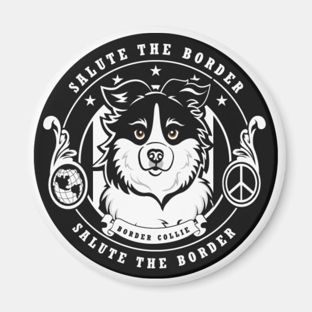 Border Collie Magnet Round (Front)