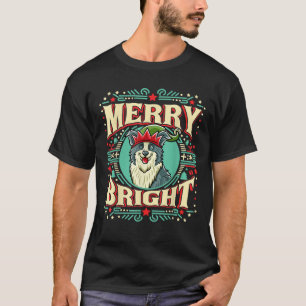 Border Collie Merry Bright Christmas Santa Claus D T-Shirt