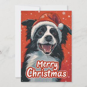 Border Collie Merry christmas Holiday Card