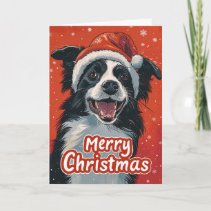 Border Collie Merry christmas Personalised Holiday Card