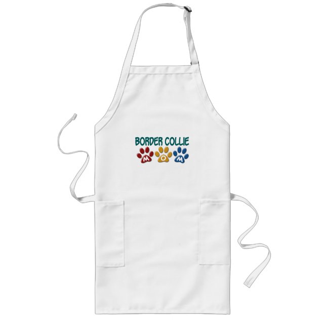 BORDER COLLIE MOM Paw Print 1 Long Apron (Front)