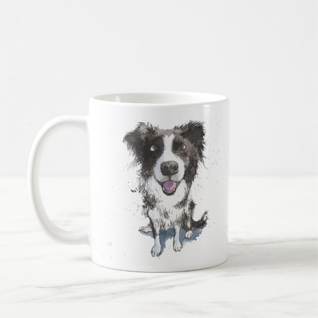 'Border Collie Mum' Black and white dog Sheepdog Coffee Mug (Left)