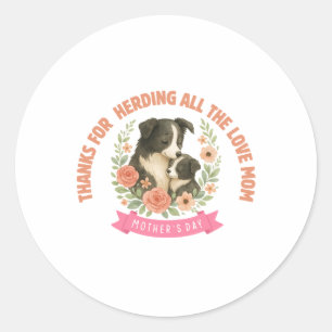 Border Collie Mum Mother's Day Classic Round Sticker