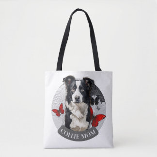 Border Collie Mum Tote Bag-Red Butterfly Dog Lover Bag