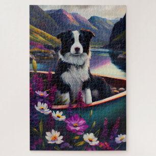 Border Collie on a Paddle: A Scenic Adventure Jigsaw Puzzle