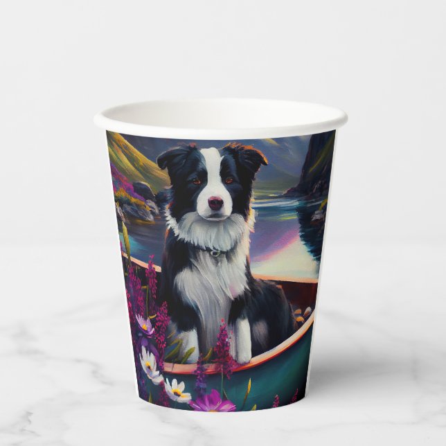 Border Collie on a Paddle: A Scenic Adventure Paper Cups (Front)