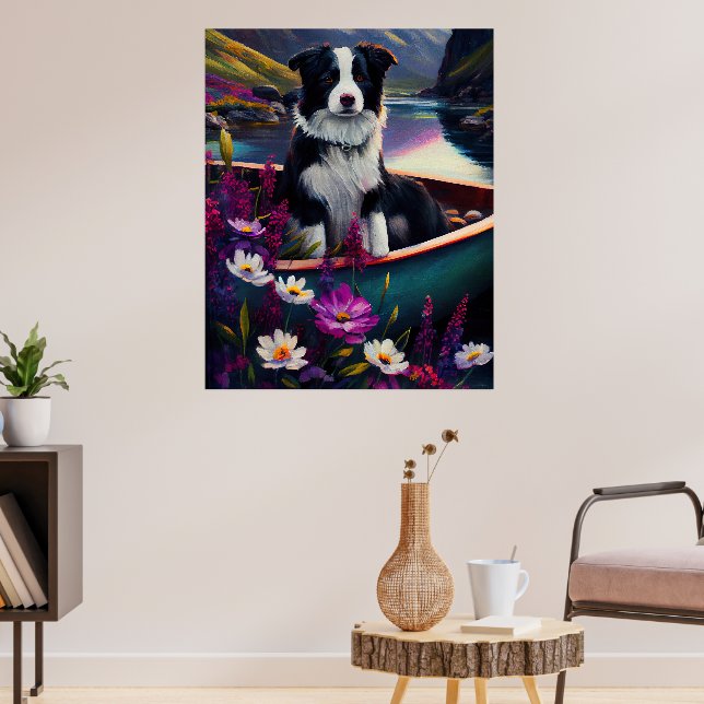 Border Collie on a Paddle: A Scenic Adventure Poster (Living Room 3)