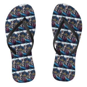 Border Collie on a Paddle: A Scenic Adventure Thongs